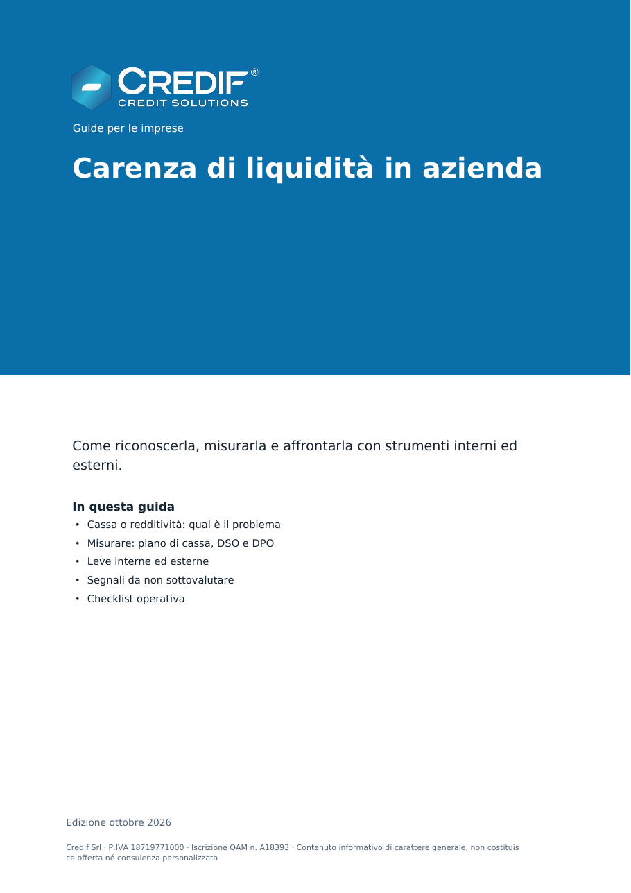 Copertina della guida: Carenza di liquidità in azienda